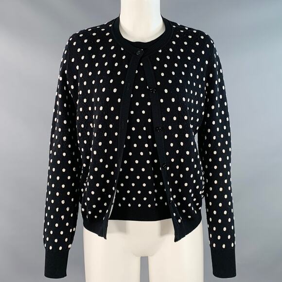 ESCADA Size M Black White Viscose Blend Polka Dot 2 Piece Cardigan Set - Picture 1 of 16
